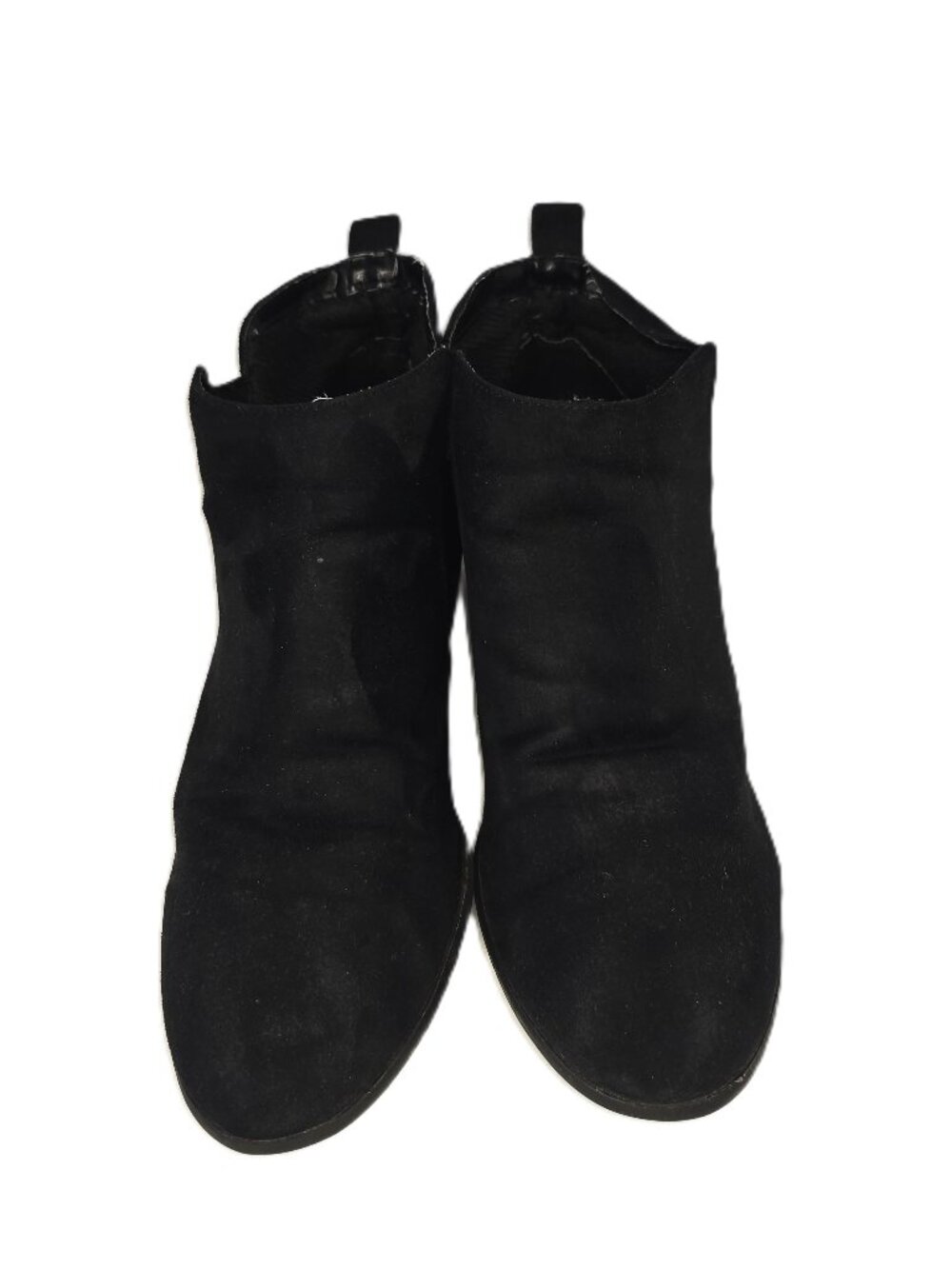 American Eagle Womens Booties 11W Black Suede Wide Pull-on Shoes Low Heel